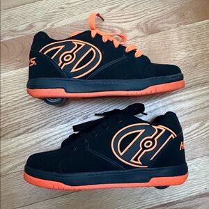 HEELYS Propel 2.0 Kids Black and Orange Rolly Skate Sneakers Size 4